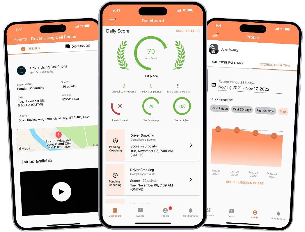 DriveShield AI driver coaching app screens