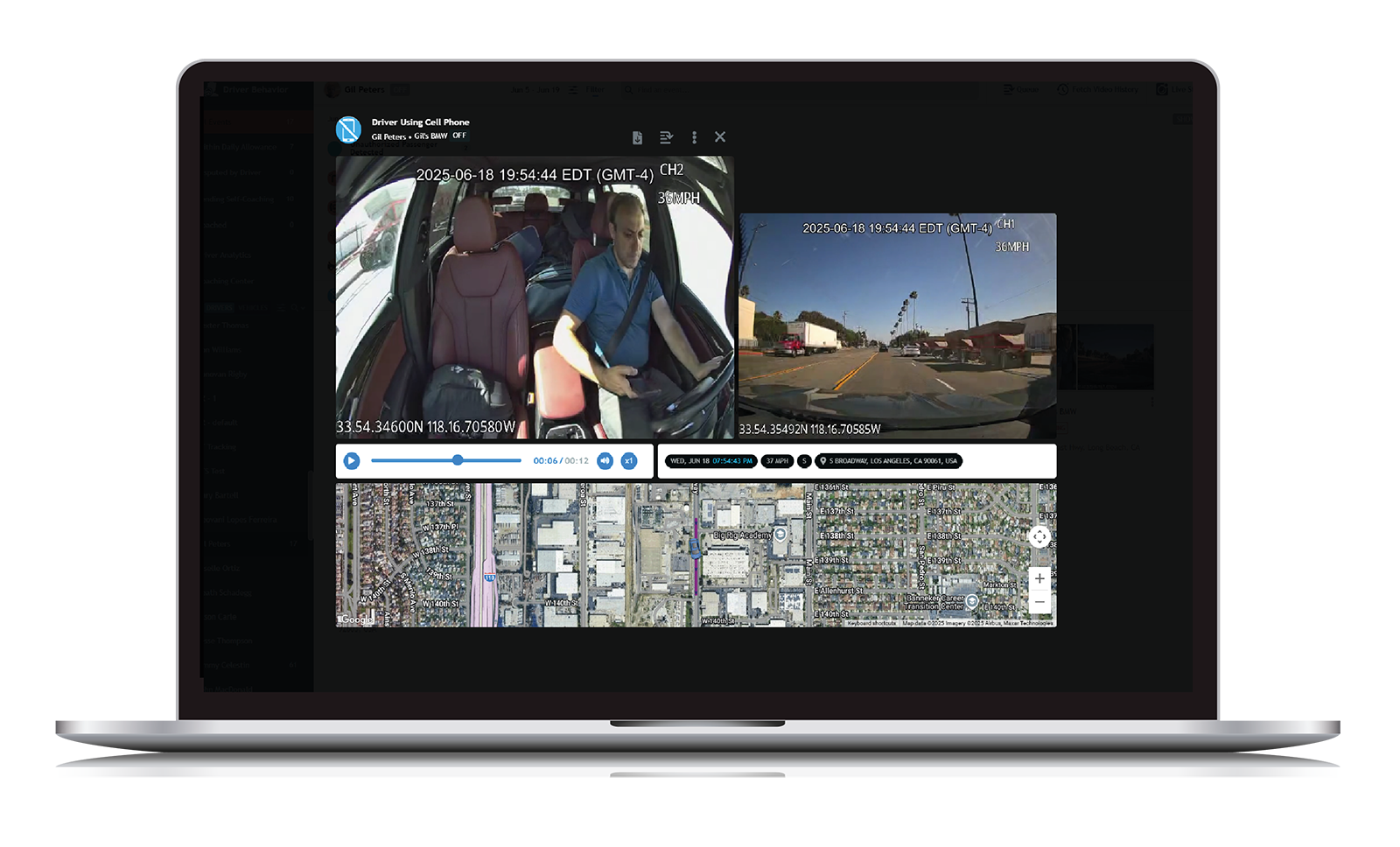 FleetCam detecting cellphone usage while driving
