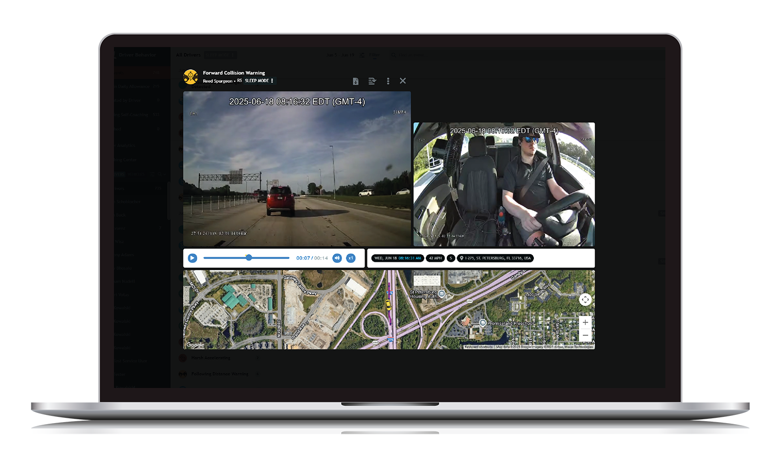 FleetCam forward collision warning system