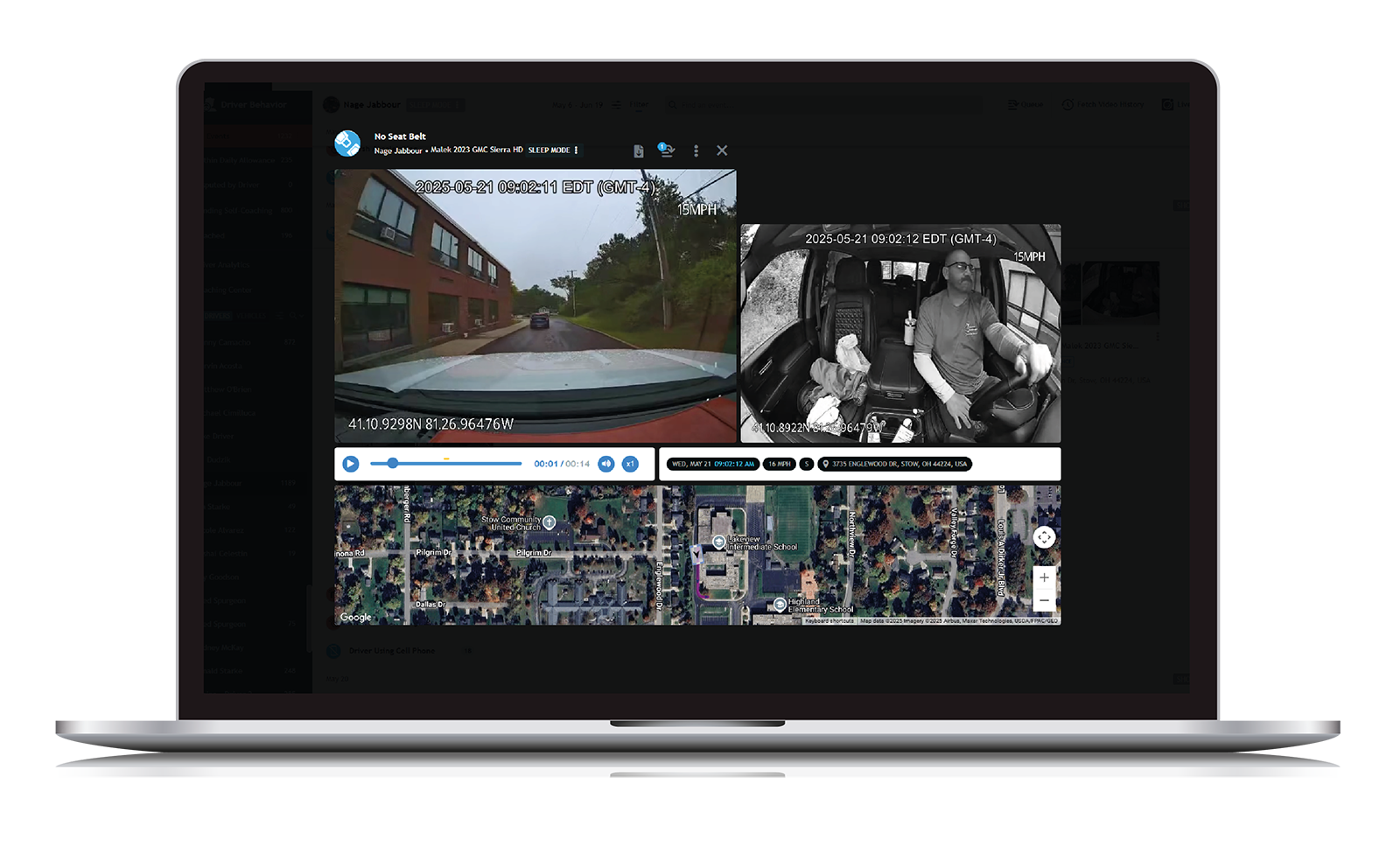 FleetCam detecting no seat belt violation